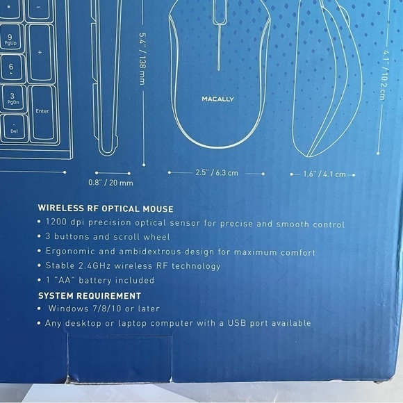 Macally RF Wireless Keyboard For Windows PC Utra-slim Black ,New in a opened Box - Picture 6 of 8